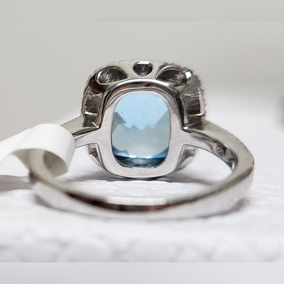 7.50 CT Blue Topaz .10 CTW White Diamonds Silver Ring NWT SALE SALE SALE - Picture 13 of 15